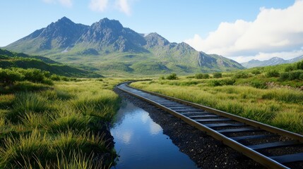 Railway Through Mountain Valley