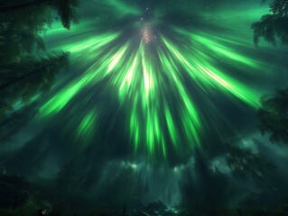 Captivating Aurora Borealis and Starry Sky Illuminated by Tropical Sunlight