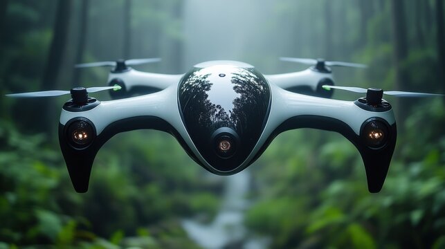 The new electric discing drone has an all-white exterior and sleek black accents on its sides.