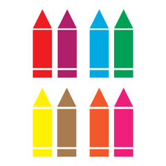 Colored pencils crayons vector icon