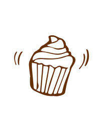 Cute cupcake doodle hand drawn sketch