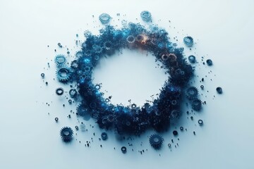 Abstract Gear Mechanism: Interlocking Cogs and Wheels in a Circular Array