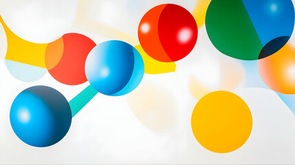 Colorful spheres connect, abstract background, science concept, website banner