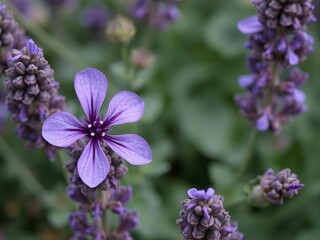 Close-up of blooming purple sage flower, purple, blossom, botanical