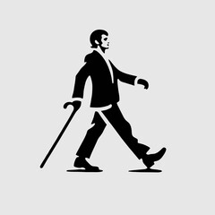 Slow stroll with arms swinging silhouette in black on a white background