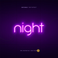 Purple neon editable text effect.