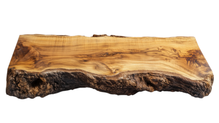 Rustic wooden slab with organic texture, isolated on transparent background 