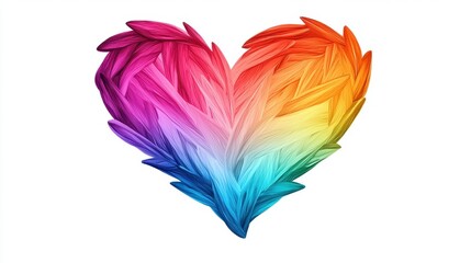 Obraz premium Vibrant Rainbow Heart Shape Abstract Art Colorful Love Design Multicolored Floral Pattern