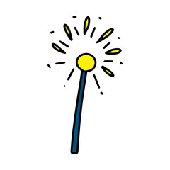 handrawn party doodles element. 2025 new year.  Party time doodle clipart with fireworks, party hat, birthday cake, holiday gift box. Hand drawn icons