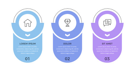 Infographic template with three options or steps with place for icons and text, vector eps10 illustration