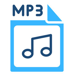 Mp3 file icon in solid color vector design
