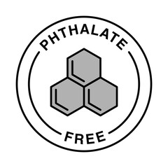 Phthalate Free. Non-Toxic, Chemical-Free, Safe for Use Badge. Vector Editable Stroke Icon.