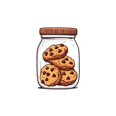 Kawaii Chocolate Chip Cookies in Jar Clipart Artwork
