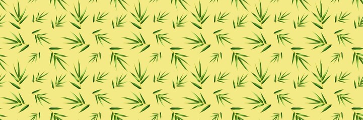 Semi realistic Seamless pattern of tea palm .Hand-drawn leaf pattern. Leaf isolated on white background. Spring, summer, autum season concept, Easter, nature . Design for card, print, and cover