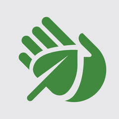 Eco-friendly logo with a hand and leaf combination, symbolizing sustainability and nature conservation