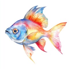 Fototapeta premium Vibrant Goldfish Swimming Gracefully in Artistic Watercolor Style