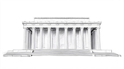 Obraz premium black and white sketch of the lincoln memorial in washington dc with columns and steps