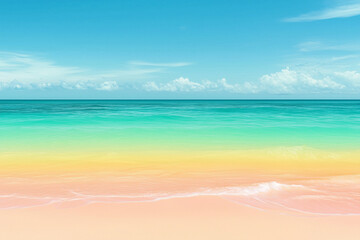 Obraz premium Sparkling ample space in sky ocean waves crashing against sandy beach serenity concept.