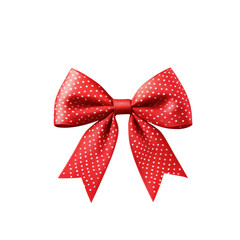 Cute Red Bow Clipart with Glossy Finish and Polka Dots