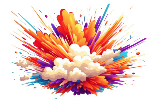 vector explosion on transparent background cartoon style