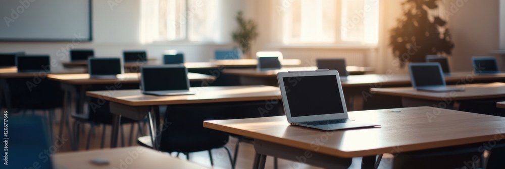 Poster transition to digital learning tools in a modern classroom environment