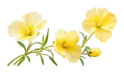 Evening primrose isolated on a transparent background