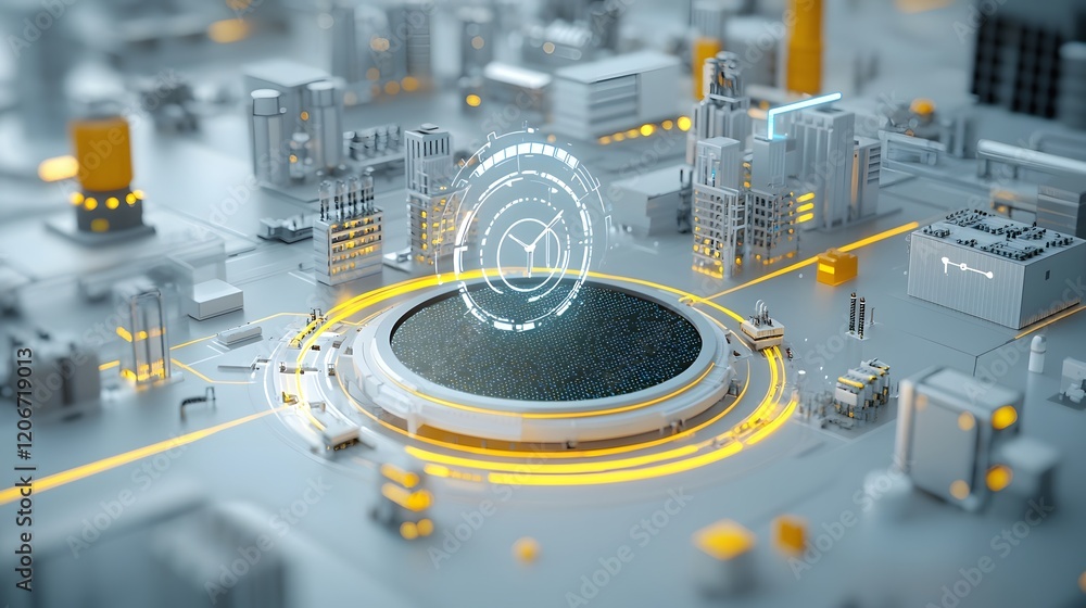 Poster Centralized Grid Management Hub Optimizing Renewable Energy Sources for Efficient Delivery to Cities and Factories  Advanced technology and automation powering a sustainable energy future