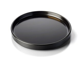 Black Round Serving Tray, Top View, Isolated on Transparent Background - Perfect for Mockups & Design