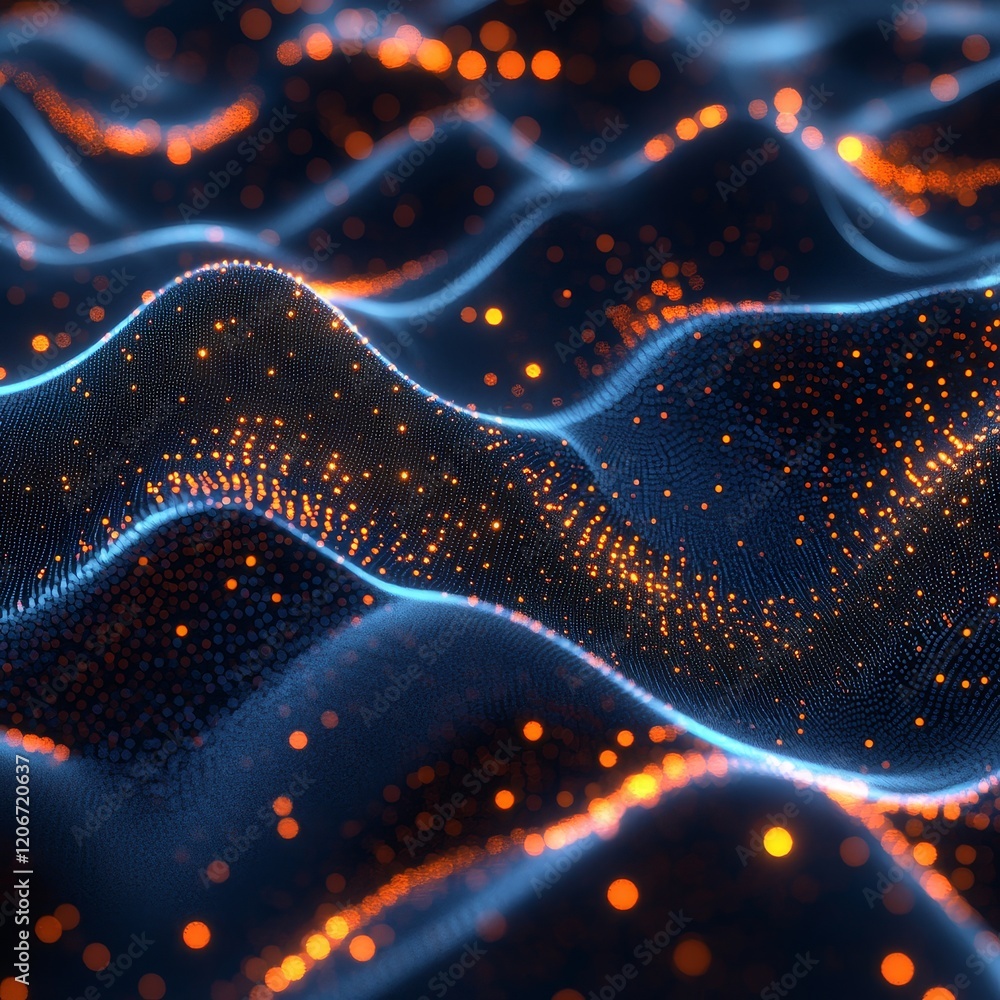 Aufkleber abstract wave of glowing particles.
