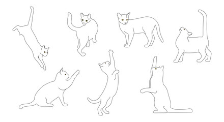 Cat line set, vector icon, silhouette