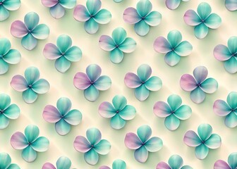 Fototapeta premium Serene Seafoam & Mauve Heliotrope Petals Minimalist Pattern - Calm Background Stock Photo