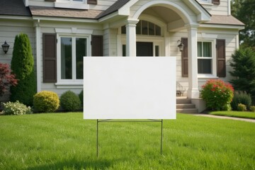 Blank Sign Stands Before Suburban House