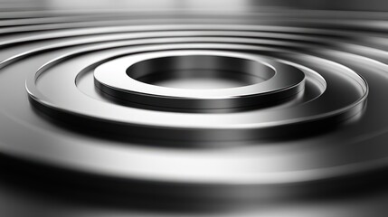 Abstract Metallic Concentric Circles: A Symphony of Grey and Silver