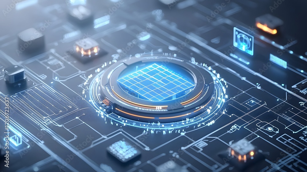 Aufkleber Dynamic centralized grid hub integrating solar wind and hydro power sources for optimal power distribution and efficient energy transfer to major consumer areas