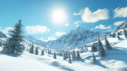 Fototapeta premium Snowy Mountain Landscape
