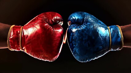 Clash of Titans: Red vs Blue Boxing Gloves Ready for Battle