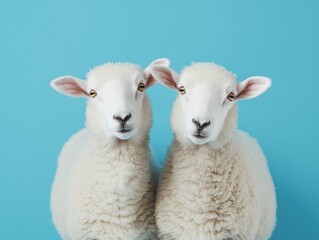 Fototapeta premium Sheep on Blue Background
