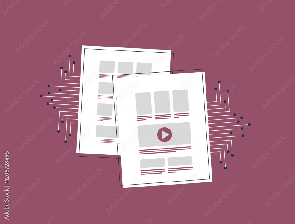 Poster ai-powered ab testing illustration - ux research, digital optimization, user behavior analytics and 