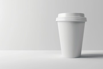 Blank white disposable coffee cup with lid on white background. (1)