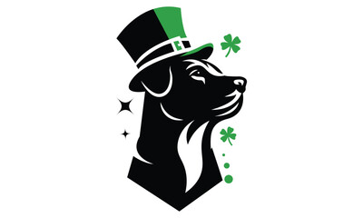 St Patrick's Green Dog Vector