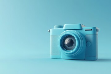 3D Render of Minimalist Camera Icon on Blue Background