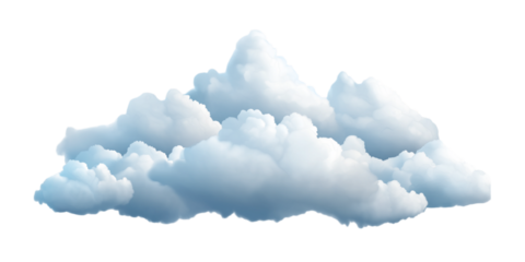 Puffy cumulus cloud, bright and fluffy, isolated on white background.