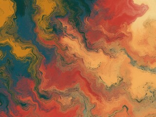 Abstract fluid art background with swirling earthy tones of orange, red, and teal