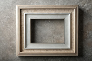 Elegant nested picture frames on textured surface create sophisticated display