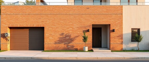 Modern Brick Home  Entrance. Generative AI