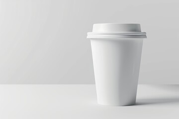 Single white disposable coffee cup with lid on white background. (1)