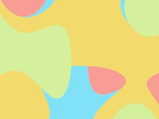 Pastel abstract background with organic shapes in soft yellow, light green, light blue and pink.