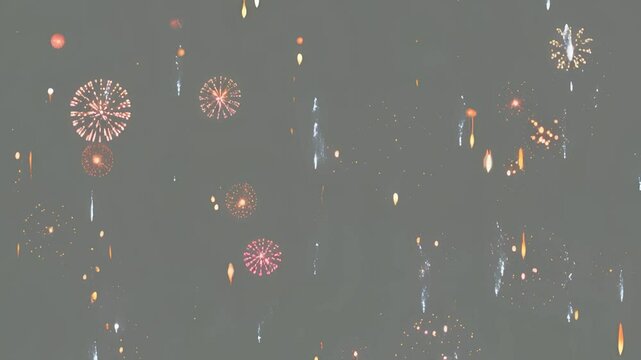 VERTICAL VIDEO, Fireworks background. abstract shining glowing fireworks show. Isolated transparent background, Alpha channel ready.