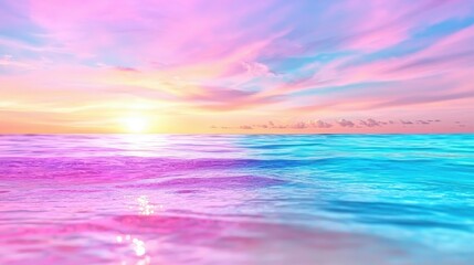 Serene Pastel Sunset over Calm Ocean Water Dreamy Beach Scene