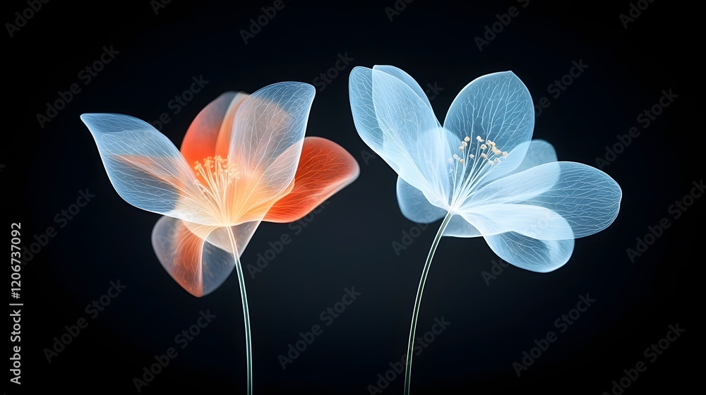 Poster vibrant glowing floral designs with delicate and intricate details on a dark backdrop highlighting t